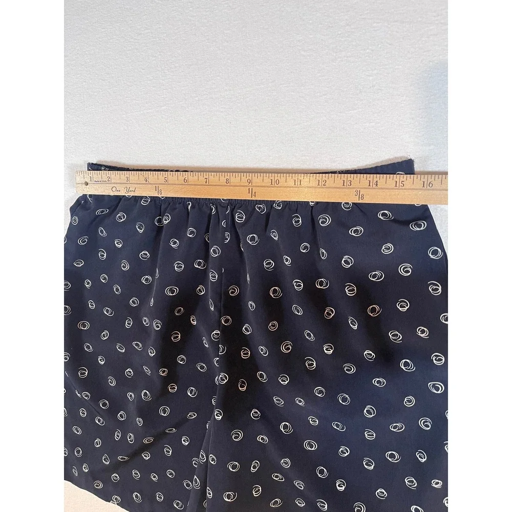 Susan Graver Style Navy Blue Swirl Print Shirt and Shorts Set Womens Medium